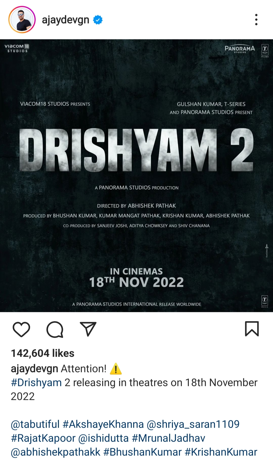 Drishyam 2 release date ajay devgan post 