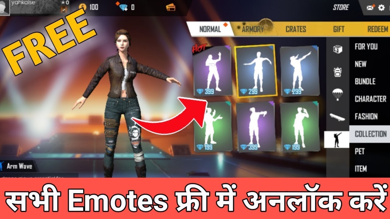 free fire max emotes unlock free app